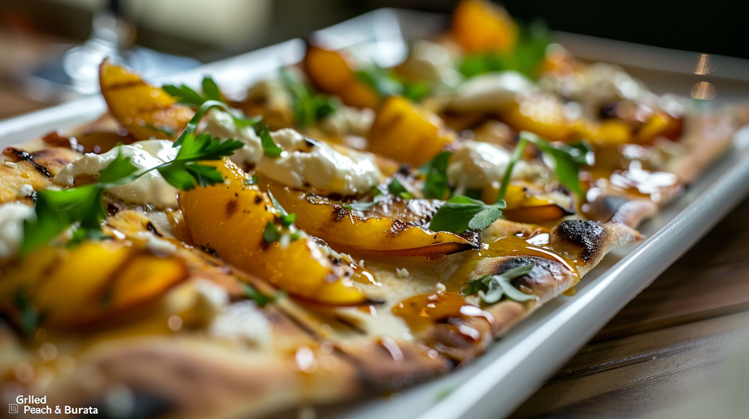 Grilled Peach & Burrata Flatbread