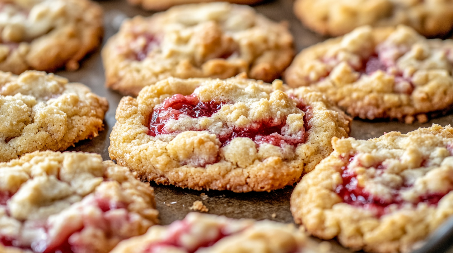 Buttery Raspberry Crumble Cookies with a Sweet Jam Filling