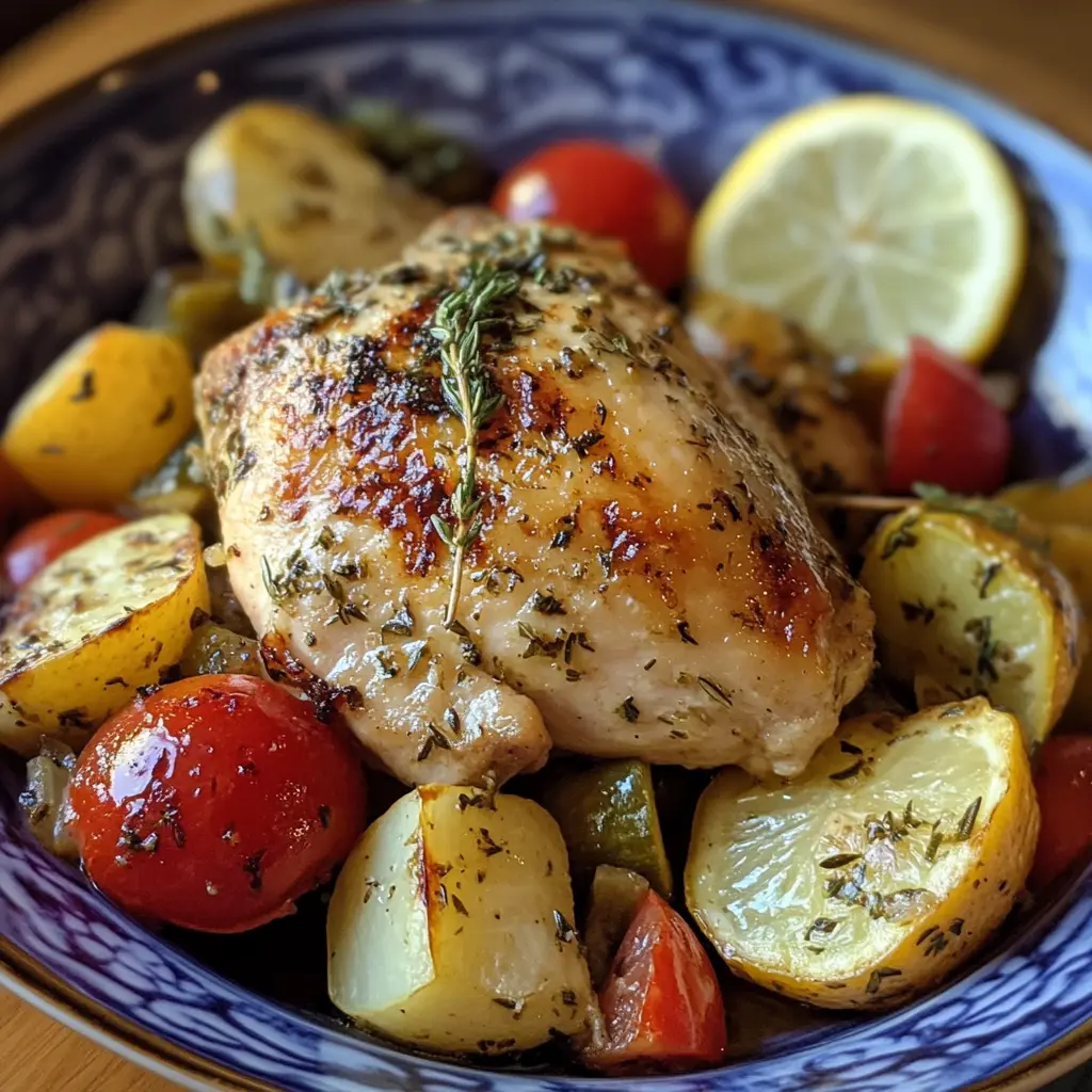 Slow Cooker Lemon Herb Chicken with Summer Vegetables