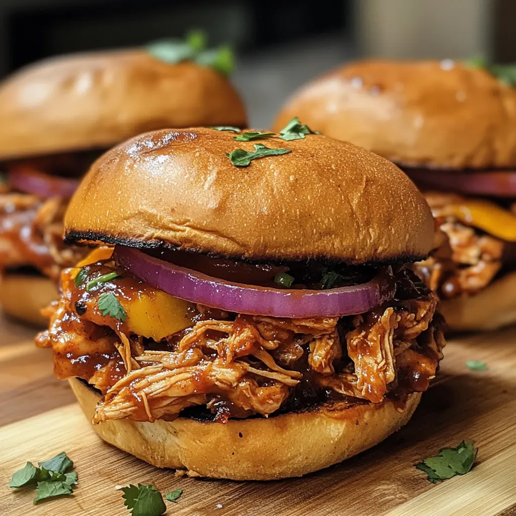 Slow Cooker BBQ Chicken Sandwiches