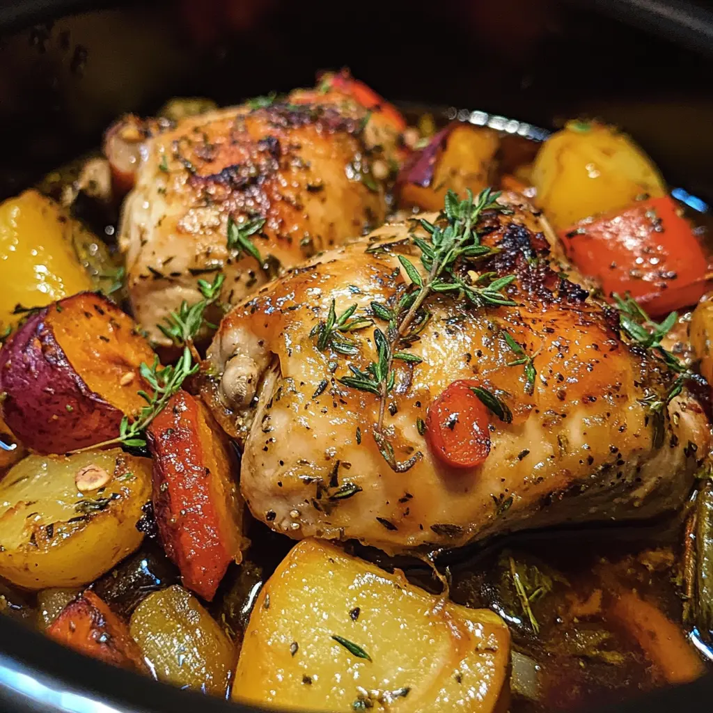 Slow Cooker Lemon Herb Chicken with Summer Vegetables