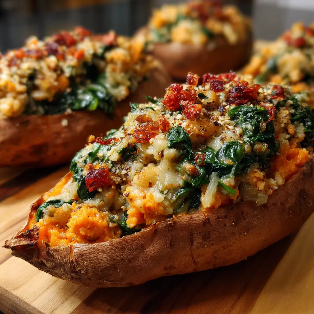Turkey and Spinach Stuffed Sweet Potatoes