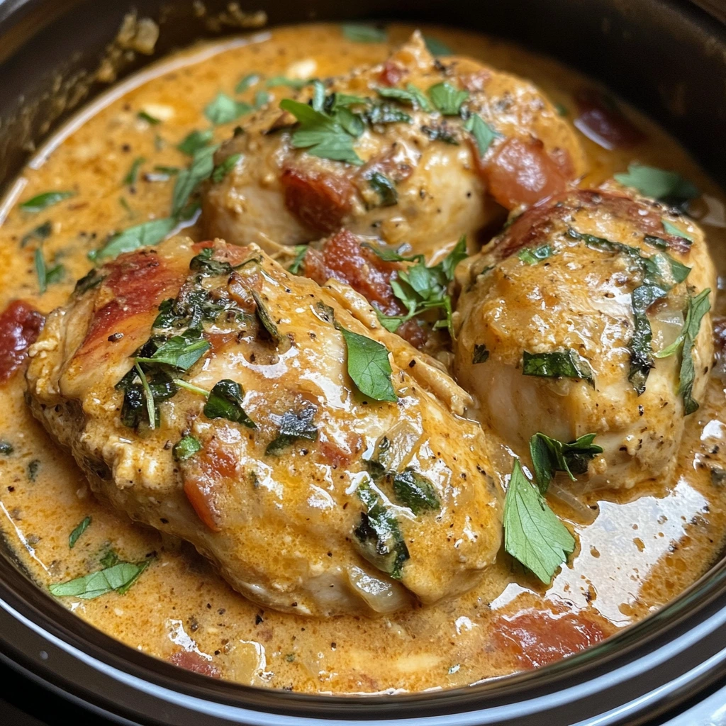 Slow Cooker Creamy Tuscan Chicken