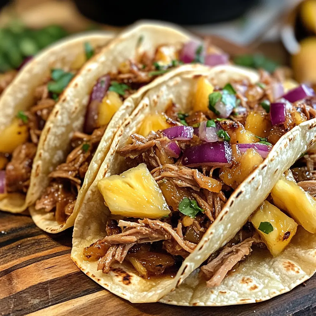Slow Cooker Hawaiian Pineapple Pork Tacos