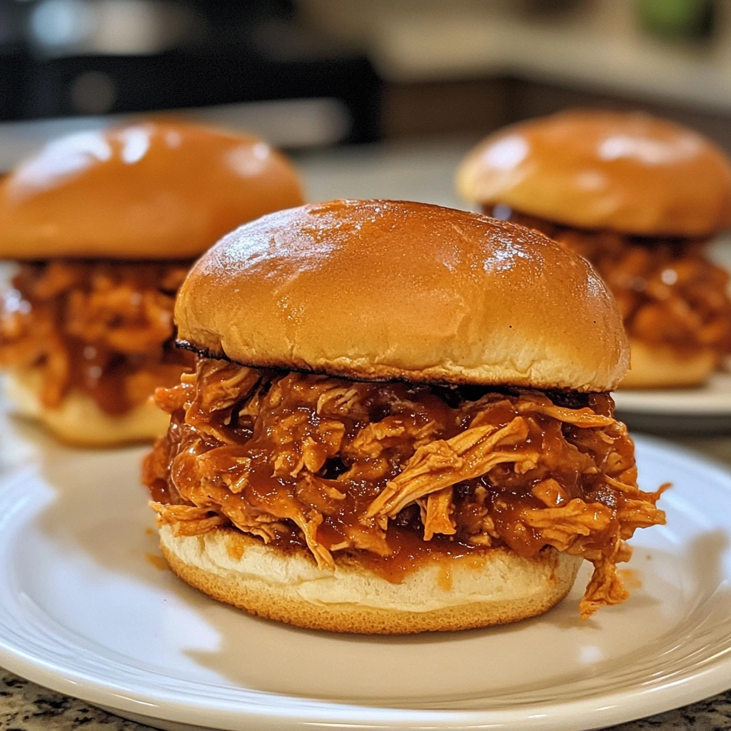 Slow Cooker BBQ Pulled Chicken Sandwiches