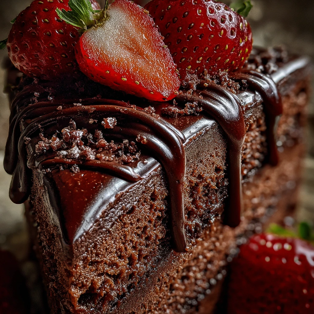 Strawberry Dark Chocolate Truffle Cake