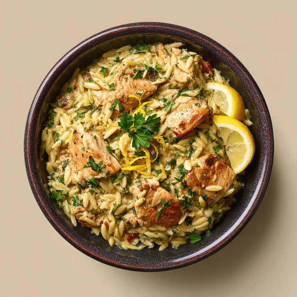 Mediterranean Creamy Chicken Orzo