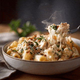 Creamy Velveeta Chicken Rigatoni with Mozzarella Garlic Sauce