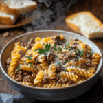 Rotini Pasta with Garlic Butter Sauce and Ground Beef – 5 Easy Steps