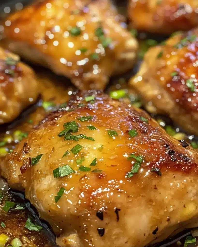 Delicious plate of Honey Garlic Chicken garnished with green onions