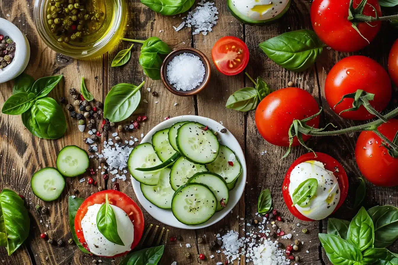 Juicy Cucumber Caprese Salad