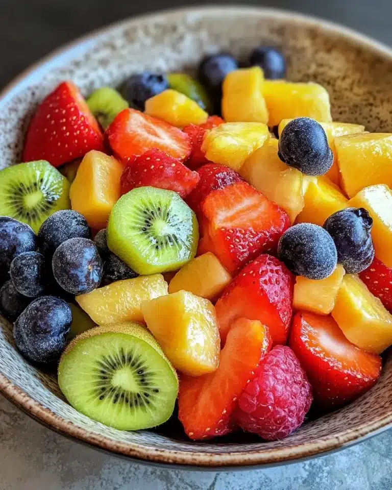 A bowl of ultimate summer fruit salad featuring vibrant fresh fruits.